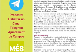 MÉS per Campos proposa a l’Ajuntament que habiliti un canal propi de missatgeria Telegram