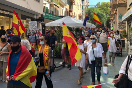 Com es pot apreciar a l'esquerra de la imatge, a la manifestació s'hi han pogut veure banderes espanyoles franquistes.