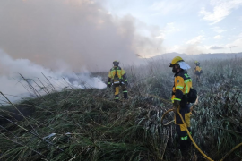 En l'extinció de l'incendi hi continuen treballant una vintena de mitjans terrestres.