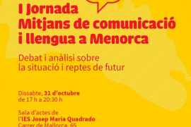 La Plataforma per la Llengua organitza la 'I Jornada de Mitjans de Comunicació i Llengua a Menorca'