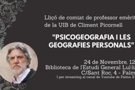 El professor Climent Picornell es jubila i farà una lliçó de comiat titulada 'Psicogeografia i les Geografies Personals'