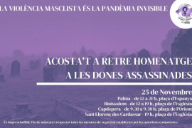 El Moviment Feminista convoca un homenatge a les dones assassinades en el marc del 25N