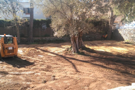 La brigada prepara el terreny del futur aparcament.