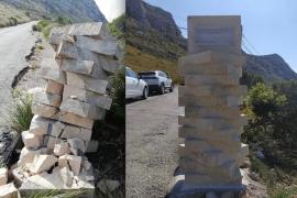 Tres anys després de la seva destrucció, recuperen el monòlit d’homenatge als republicans a la carretera de la Talaia d’Albercutx