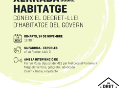L'agrupació PAS-MÉS per Esporles organitza una xerrada sobre habitatge, 'Un dret com una casa'
