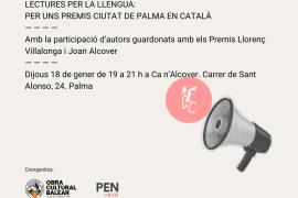 L'AELC, l'OCB i el PEN Català organitzen 'Lectures per la llengua: per uns Premis Ciutat de Palma en català'