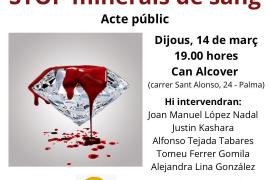 Aquest dijous a Can Alcover: 'Aturem el genocidi també a la RD Congo: STOP minerals de sang'