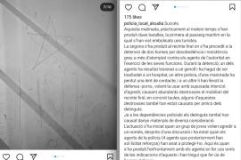 La Policia d'Alcúdia diu que ha detingut dues persones per «desobediència i resistència greu» i «atemptat contra els agents»