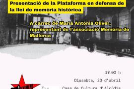 Presentació de la Plataforma en defensa de la Llei de Memòria Històrica a Alcúdia