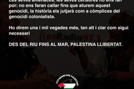 Missatge de Ciutadans per Palestina Mallorca difós a les xarxes socials.