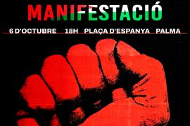 Imatge del cartell de convocatòria de la manifestació unitària de solidaritat amb Palestina.