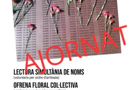 Ajornat l’acte al Mur de la Memòria en senyal de dol per les víctimes de la DANA