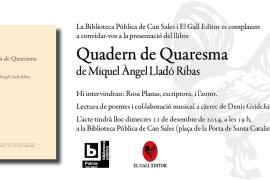 Presentació de ‘Quadern de Quaresma’ de Miquel Àngel Lladó Ribas a Can Sales