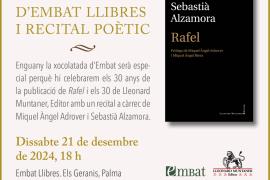 VI xocolatada d'Embat Llibres, celebració del 30è aniversari de Lleonard Muntaner Editor i de la publicació de 'Rafel' de Sebastià Alzamora