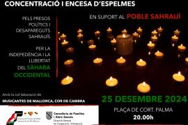 Concentració a Palma en suport al poble sahrauí i encesa d'espelmes pels presos polítics i desapareguts