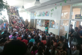 Imatge de la protesta de divendres dia 5 de juny a l'IES Binissalem