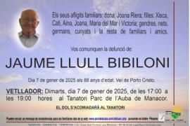 Manacor declara dos dies de dol oficial per la mort de Jaume Llull Bibiloni