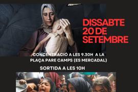 Cartell de la pujada al Toro de Menorca en defensa de Palestina.