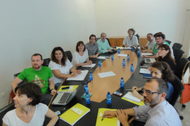 PSIB, MÉS i Podem, reunits durant les negociacions.