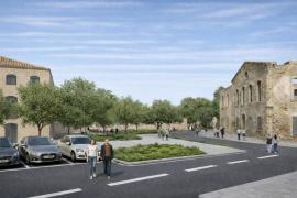 Recració de l'espai que queda entre els habitatges i la Fàbrica Nova.