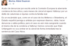 EU porta al Congrés dels Diputats i al Parlament Europeu el cas de Valtonyc