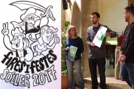A la dreta presentació del disseny guanyador, divendres vespre. A l'esquerra el dibuix de David Rodríguez.